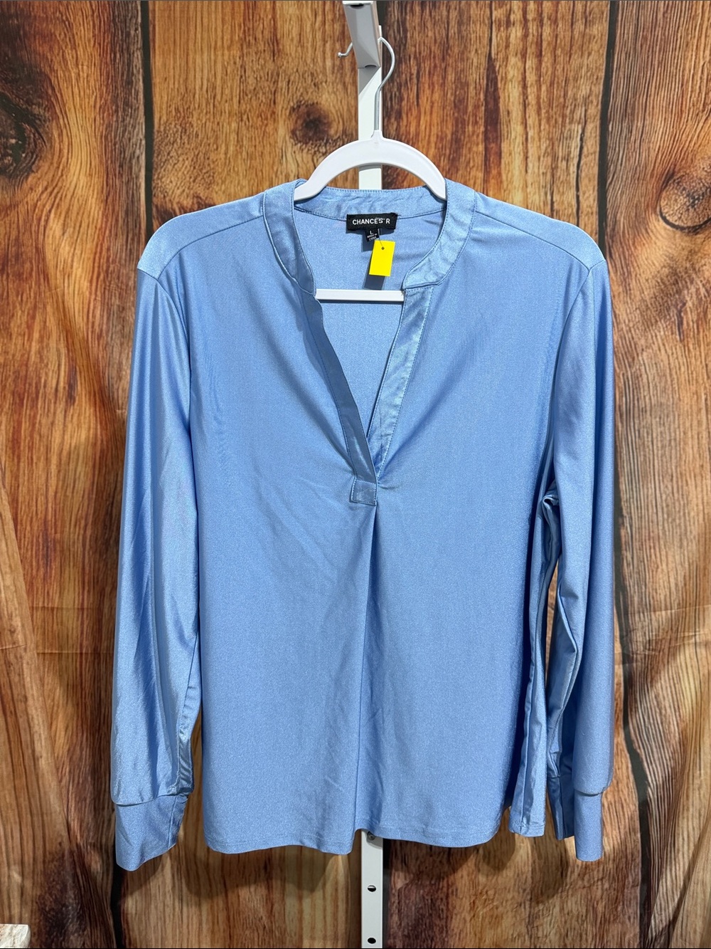 🚨(4/$10) Chances R Shiny Blue Long Sleeve Top Size L
